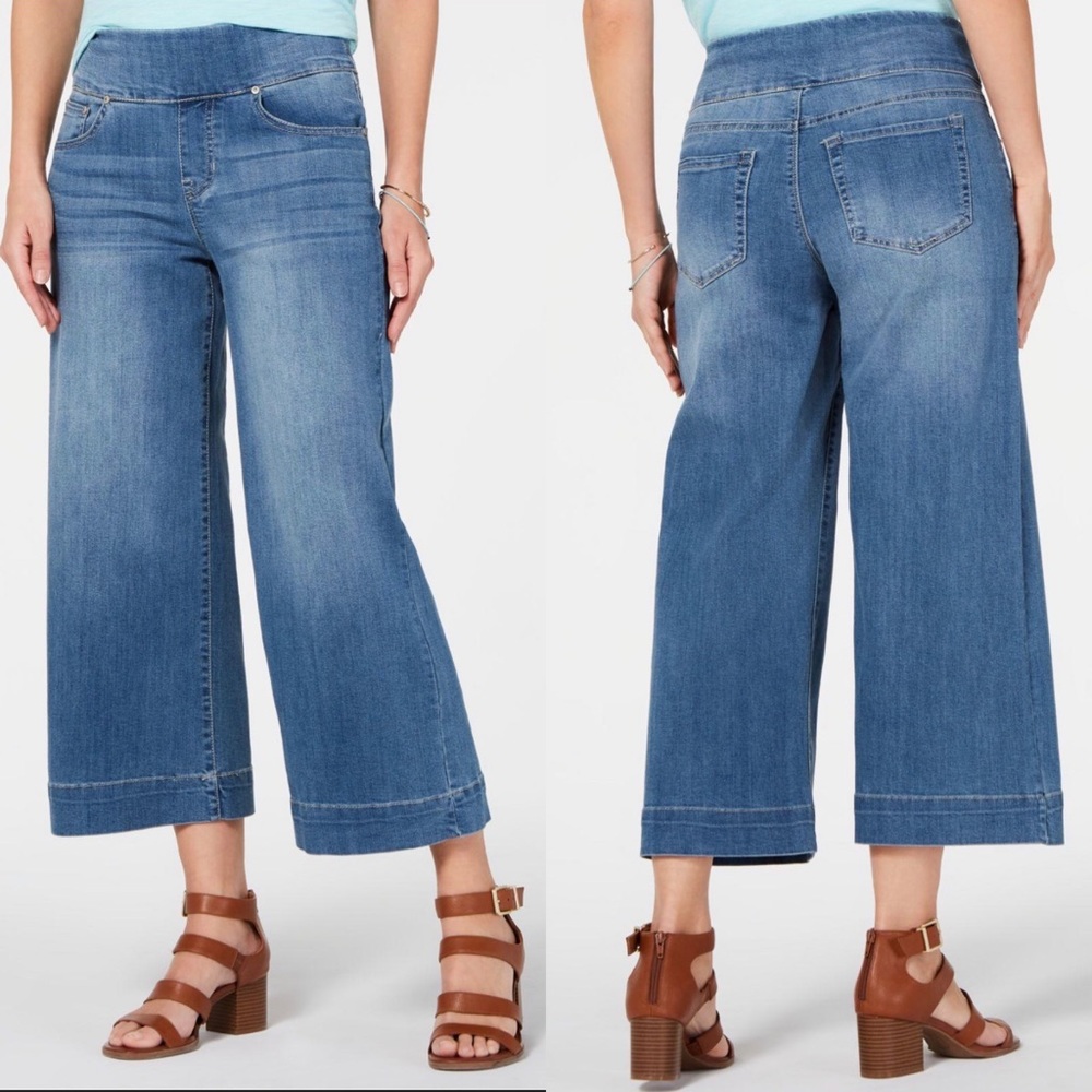 STYLE & CO Wide Leg Crop Jeans Denim Blue Pull On Size M